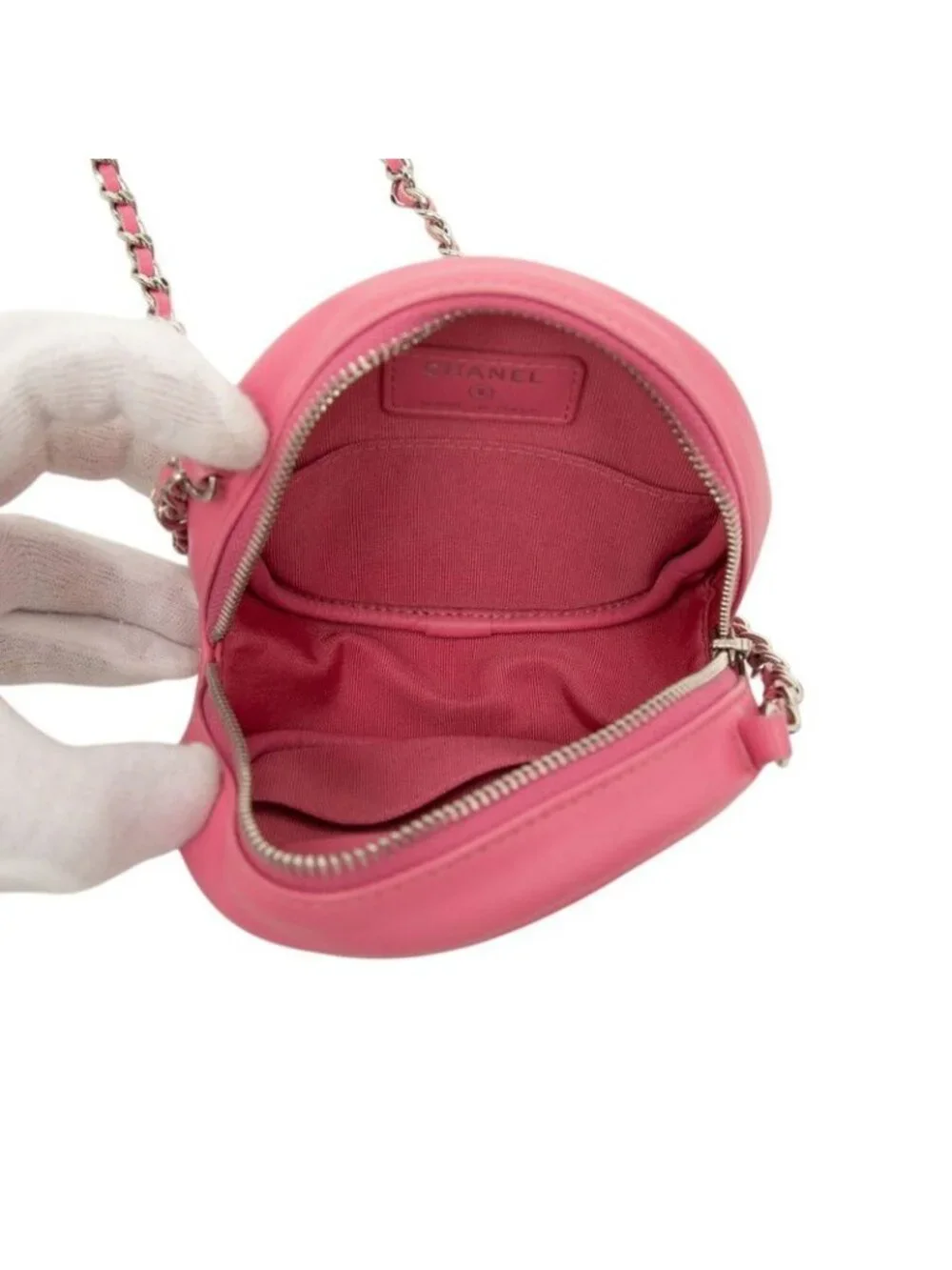 Chanel Quilted CC Logo Crossbody Chain Shoulder Bag Pink Lambskin